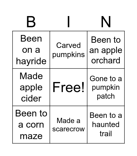 Have you ever.... Bingo Card