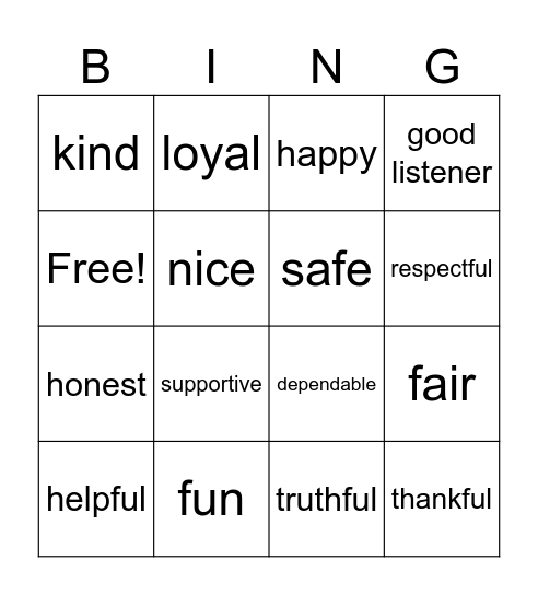 FRIENDS Bingo Card