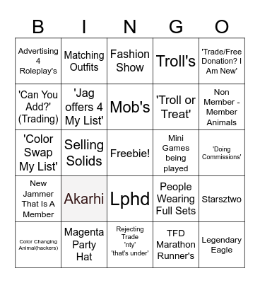 Jammer13d8's Bingo! Bingo Card