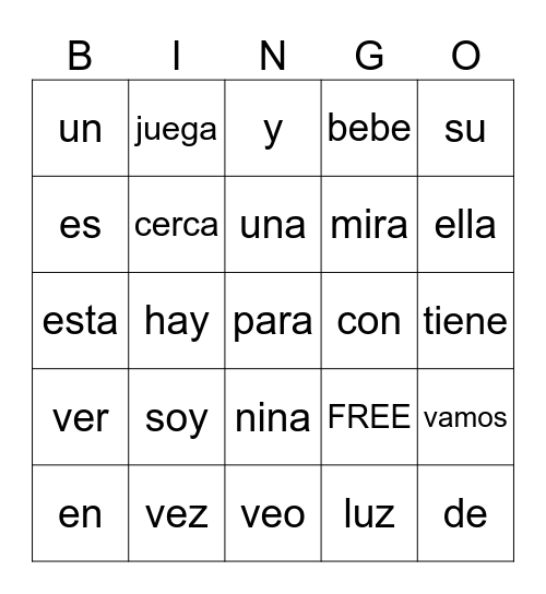 lista 1 Bingo Card
