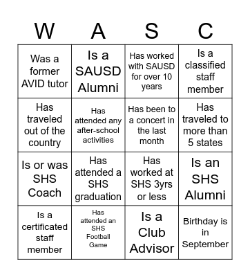 Find Someone Who... Bingo Card