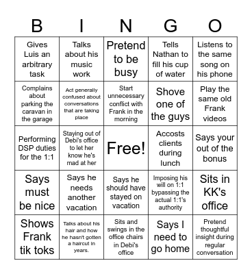 What will Marc do Bingo Card