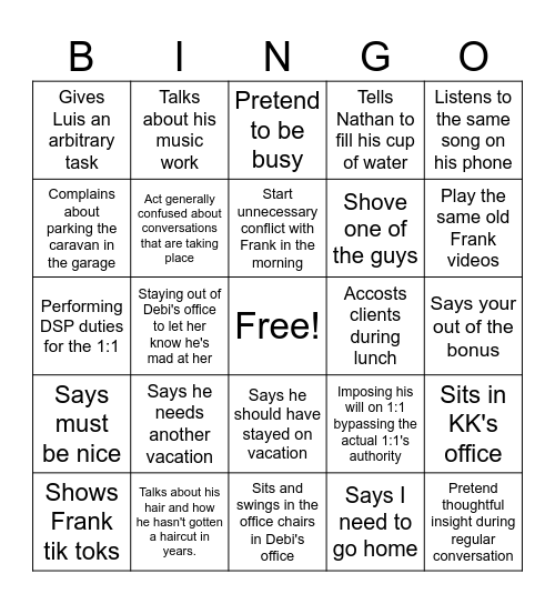 What will Marc do Bingo Card
