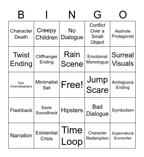 Short Film Bingo Card