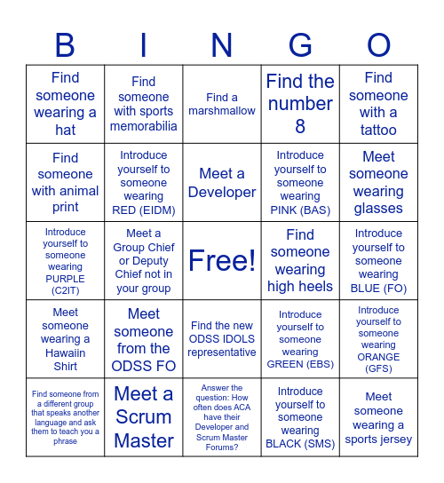ODSS Networking Event Bingo Card