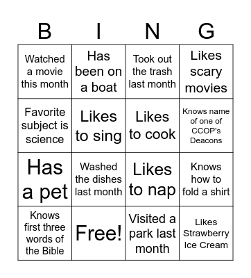 People Bingo Card