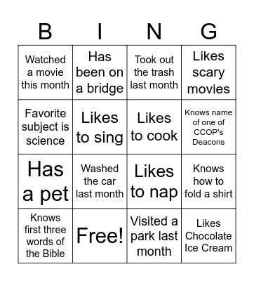 People Bingo Card