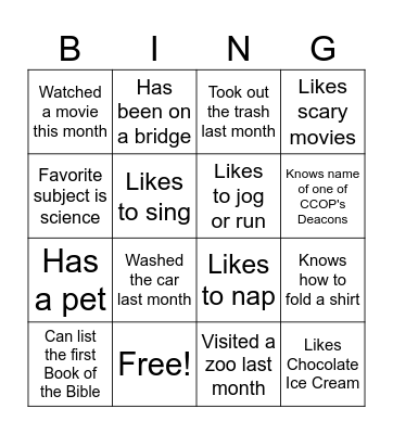 People Bingo Card