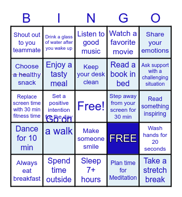 BWELL Bingo Card