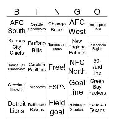 Football Bingo 2023 Bingo Card