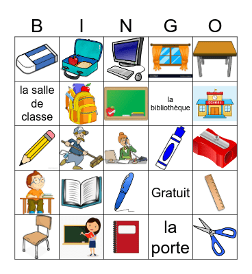 Les objets de l'école Bingo Card