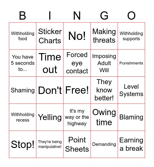 Compliance-Based Bingo Card
