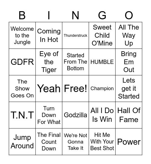 Sports BINGO Card