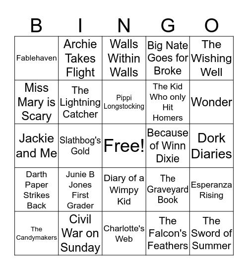 Book Bingo Card