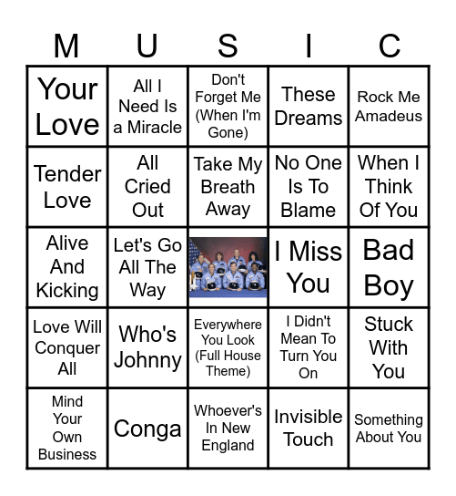 THE MUSIC OF 1986 Bingo Card