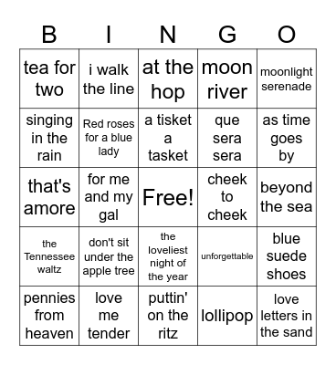 Music Title Bingo Card