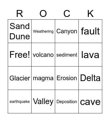 Earth Changes Vocab Bingo Card