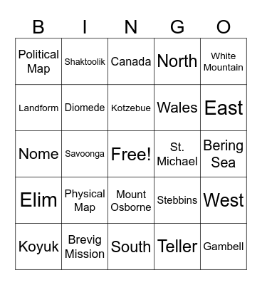 Geography Bingo With Fox Bingo Card