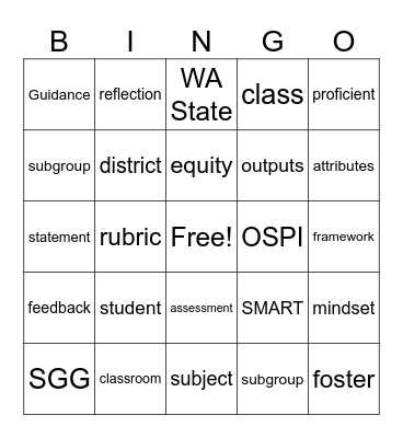 Professional Development 9/20 Bingo Card