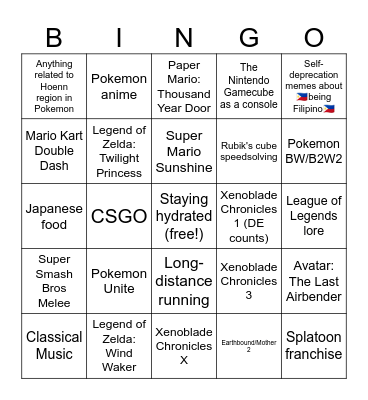 Yovi Interest/Hobby BINGO Card