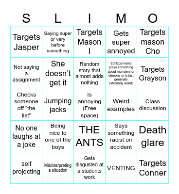 English bingo card Bingo Card