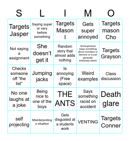 English bingo card Bingo Card