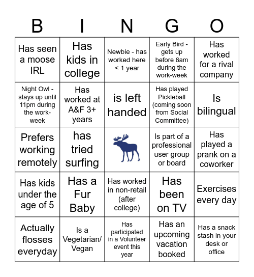 D&T Director+ Icebreaker Bingo Card