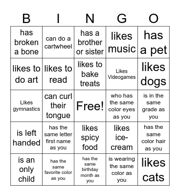 Find Someone Who.. Bingo Card