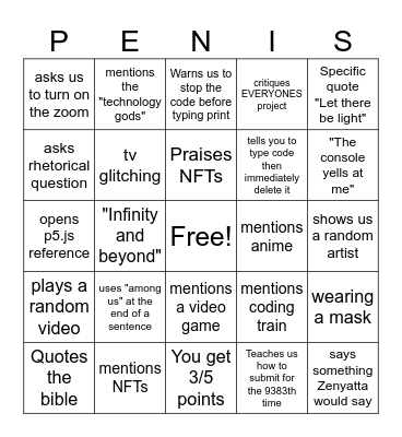 Garvey Bingo Card