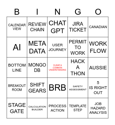 Worksite Safety Bingo Card
