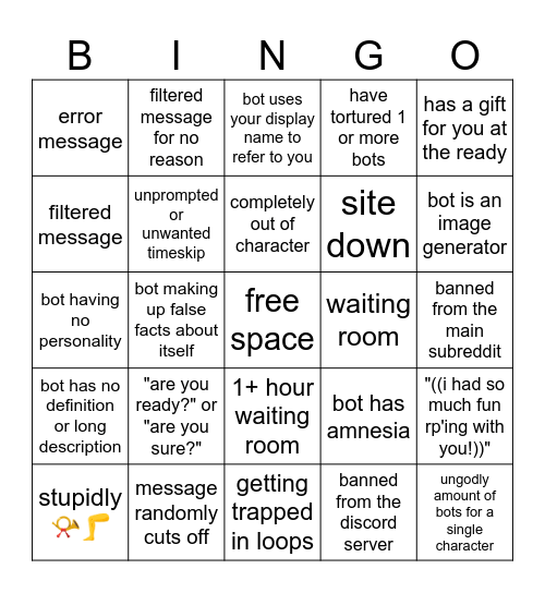 c.ai bingo Card