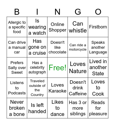 Service Succes Bingo Card