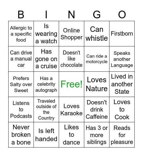 Service Succes Bingo Card