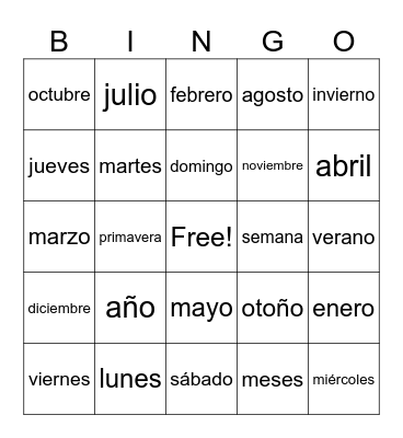el calendariofebrero Bingo Card