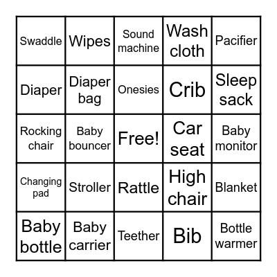 Baby Bingo Card