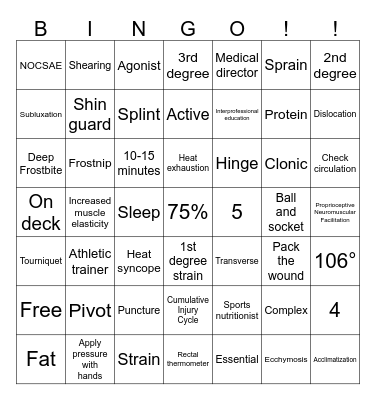 KINE 318 Bingo Card