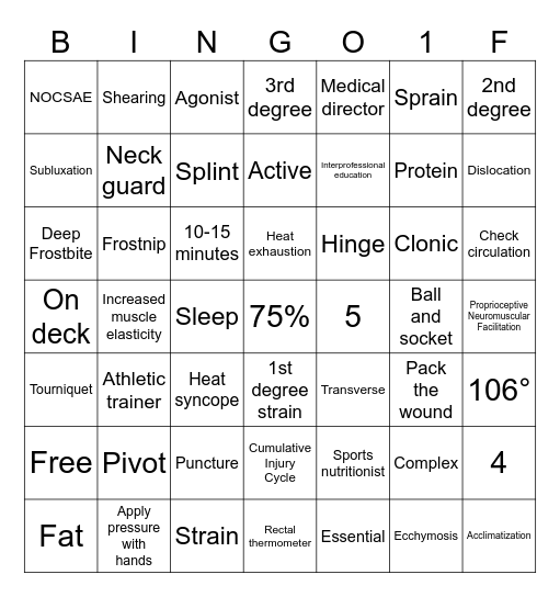 KINE 318 Bingo Card