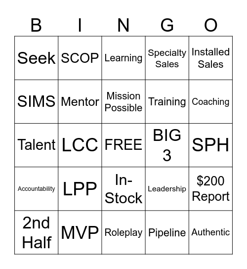 D1253 Work Hard - Play Harder Bingo Card