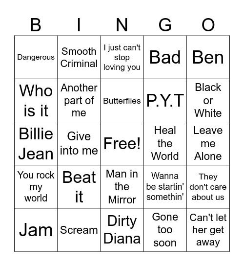 My (Awful) MJ Card Bingo Card