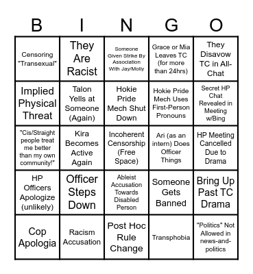 Hokie Pride Bing-O haha get it Bingo Card