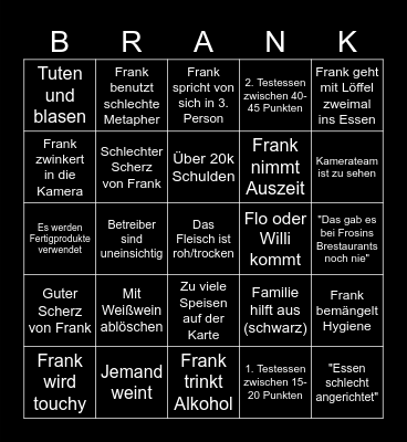 Brank Frosins Ringo Bingo Card