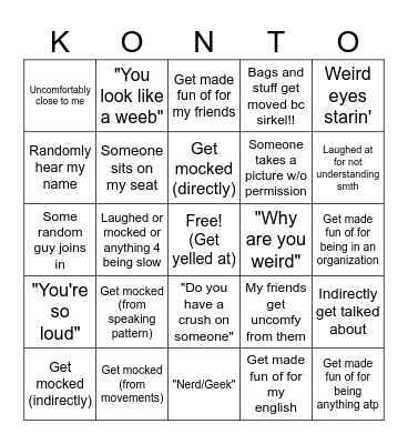 Typical class day Bingo Card