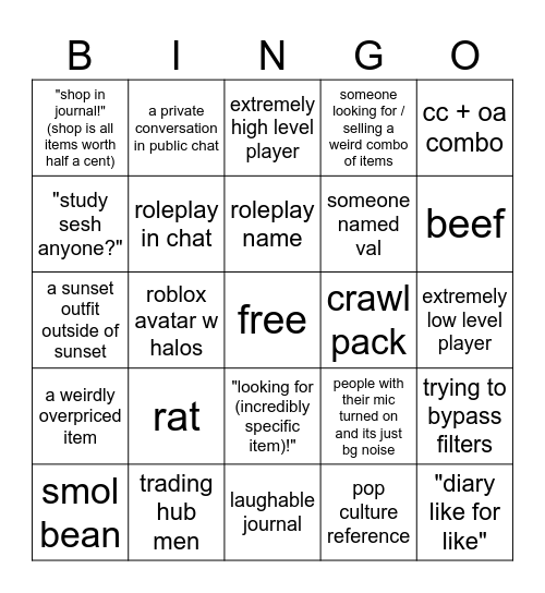 royale high bingo Card