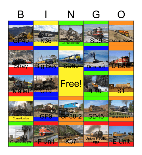Railroads of Colorado Bingo Card