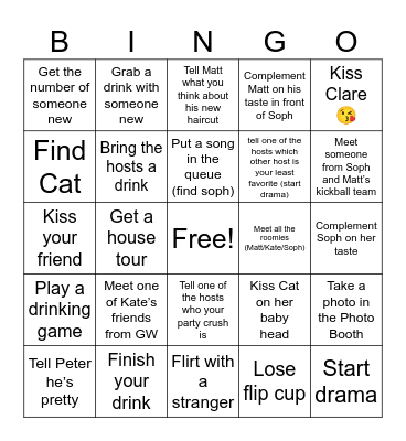 Heartbreak Hotel Housewarming Bingo Card