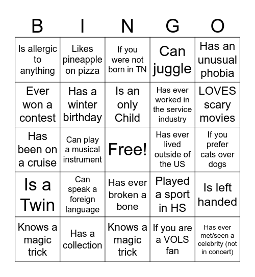 BINGO Card