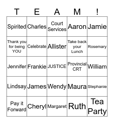 Celebrating the US in JUSTICE Bingo Card
