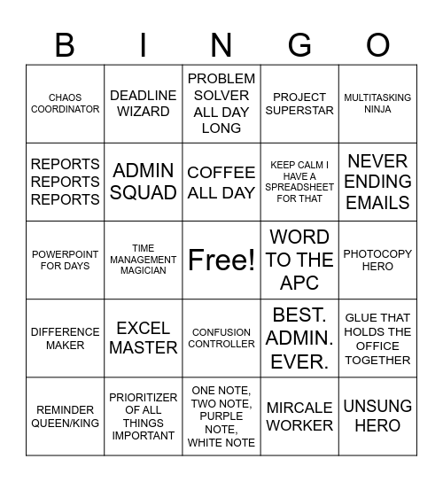 APC Fall Breakast Bingo Card