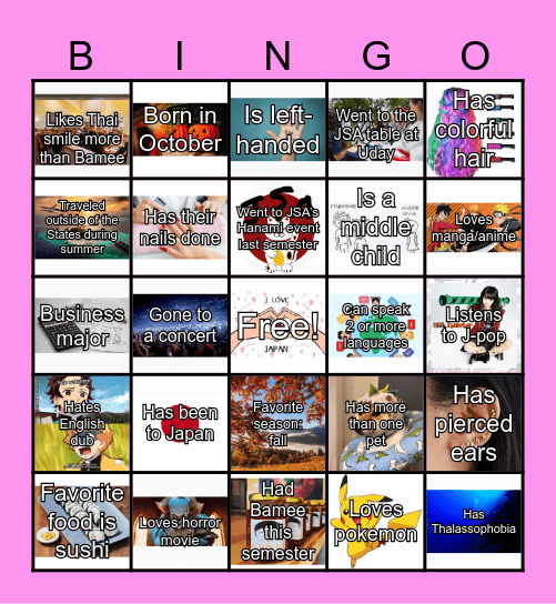 JSA Bingo Card