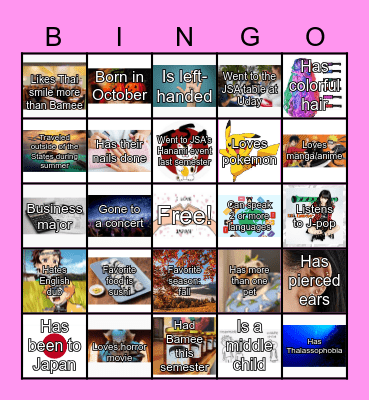 JSA Bingo Card